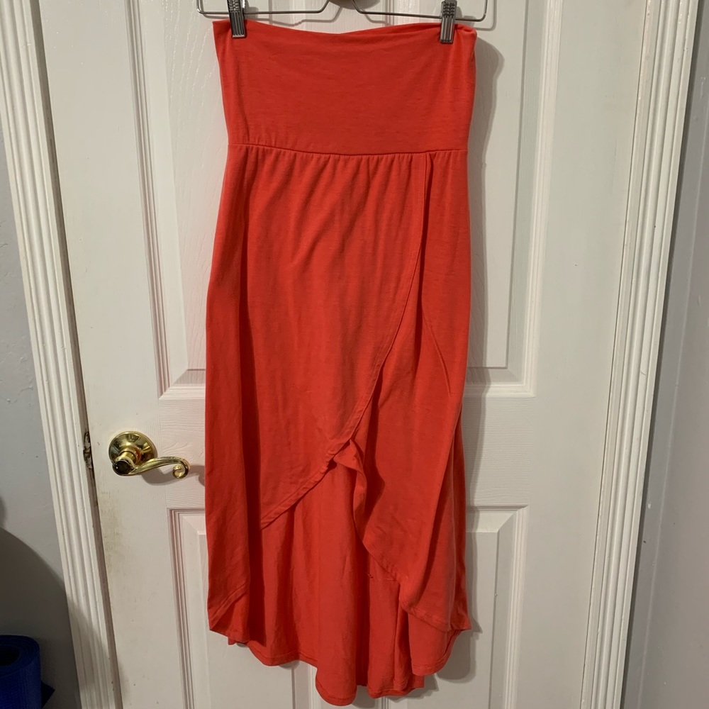 Coral Maxi High Low Skirt